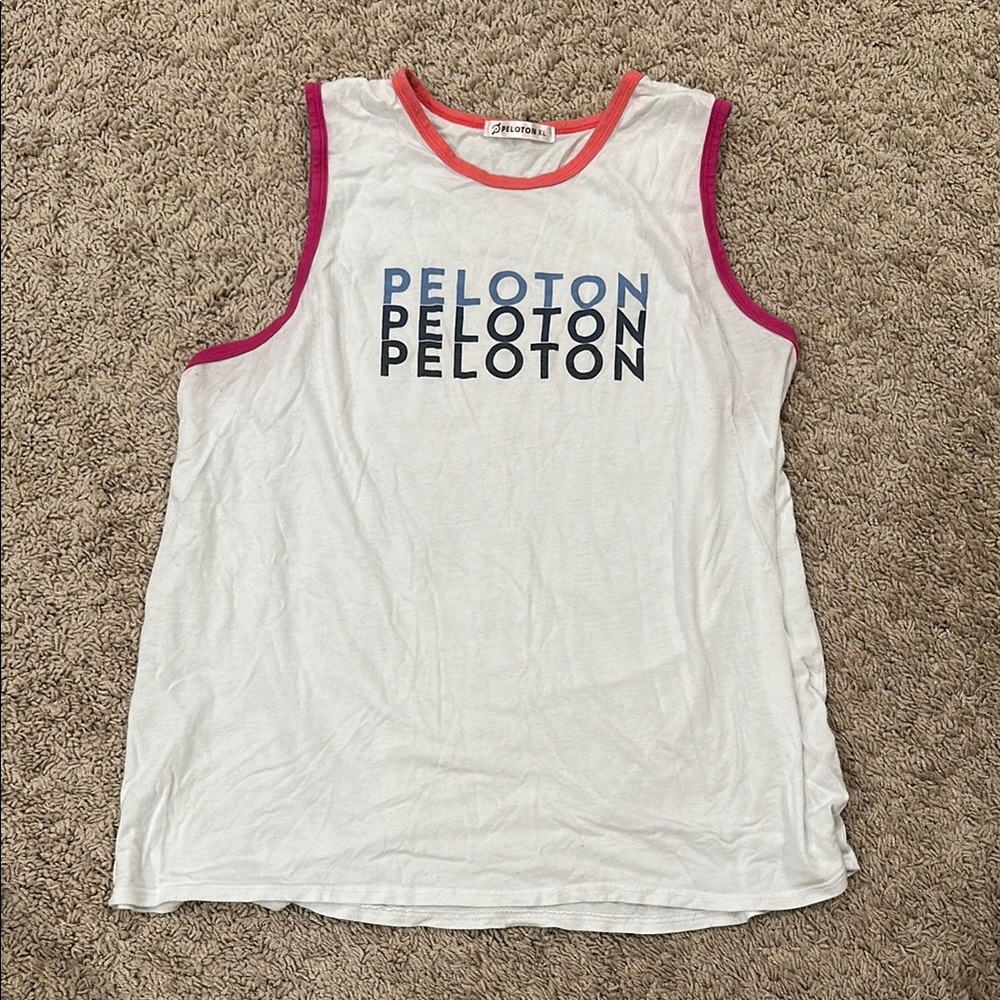 Peloton White Sleeveless Tank Top XL